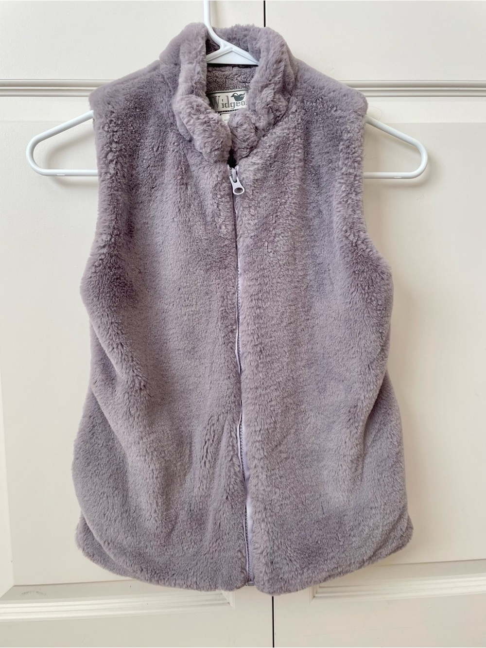 Kids girls Plush faux fur Zip-Up Vest - grey gray